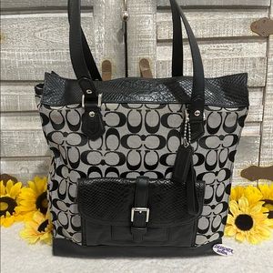 Authentic COACH Charlie Signature Python Embossed Tote 31945 GUC